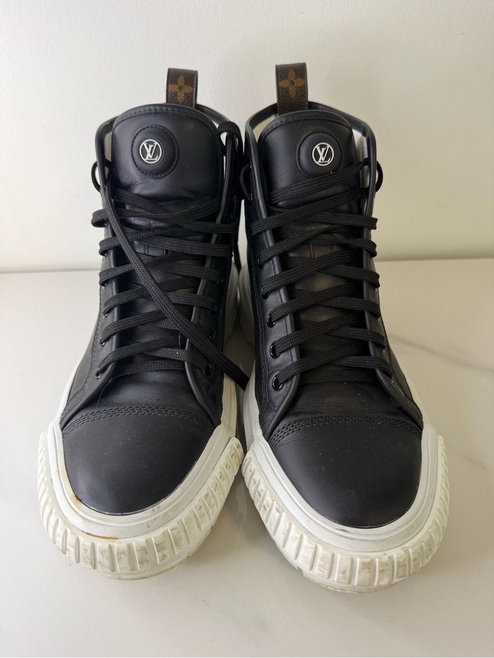 Louis Vuitton LV Squad Black Leather High Top Sneakers 39.5 - Picture 3 of 9